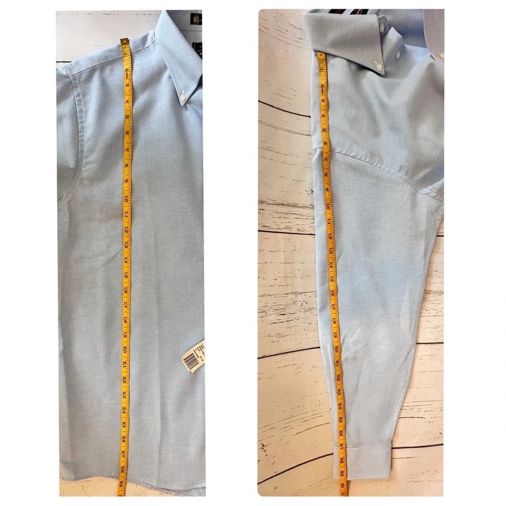 NWT The Narrow Company Wrinkle Free Oxford 16. 32/33 Men’s Shirt Light Blue - Picture 6 of 8